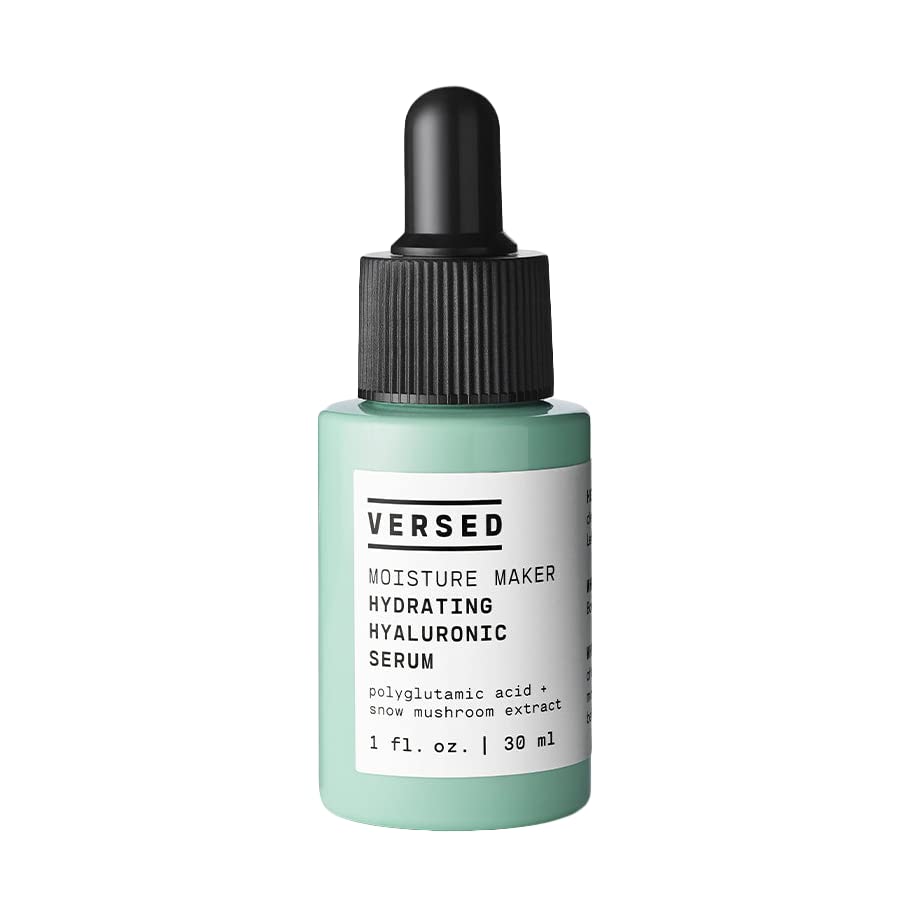Versed Moisture Maker Hydrating Hyaluronic Serum - Lightweight Face Serum for Dry Skin, Moisturizing Polyglutamic Acid + Snow Mushroom Extract for Soothing, Plumping Hydration Day & Night (1oz) C3