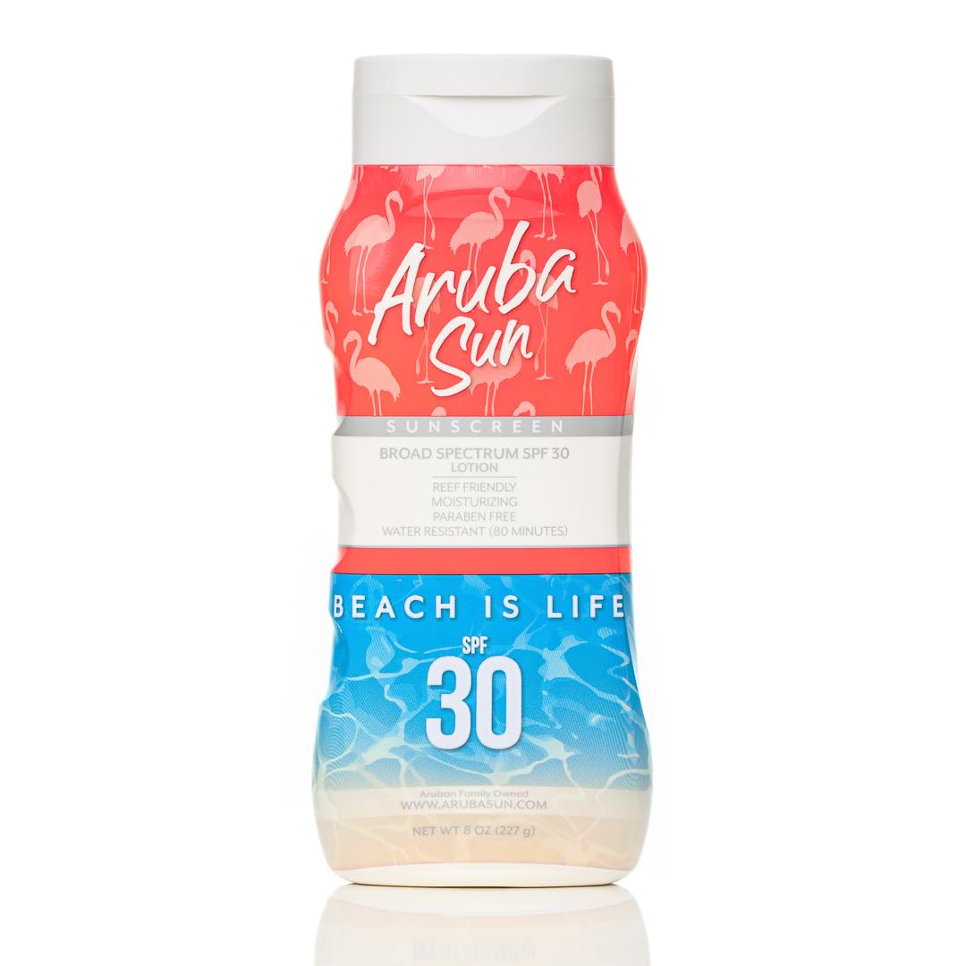 ARUBA SUN SPF 30 Sunscreen Lotion, Aruba Reef Act Compliant no 67 Octinoxate & Oxybenzone Free, Water-Resistant, Non-Greasy, Broad Spectrum UVA/UVB Sunscreen, 8 oz. C3