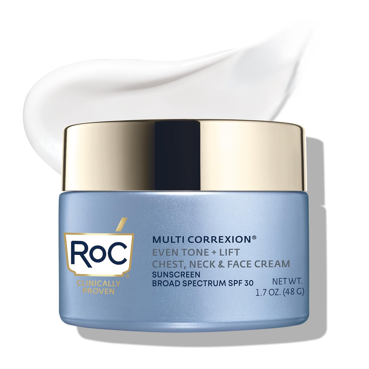 RoC Multi Correxion 5 in 1 Chest, Neck, and Face Moisturizer Cream with SPF 30, for Neck Firming and Wrinkles, Vitamin E & Shea Butter, Oil Free Skin Care, 1.7 Ounces (Packaging May Vary) C3