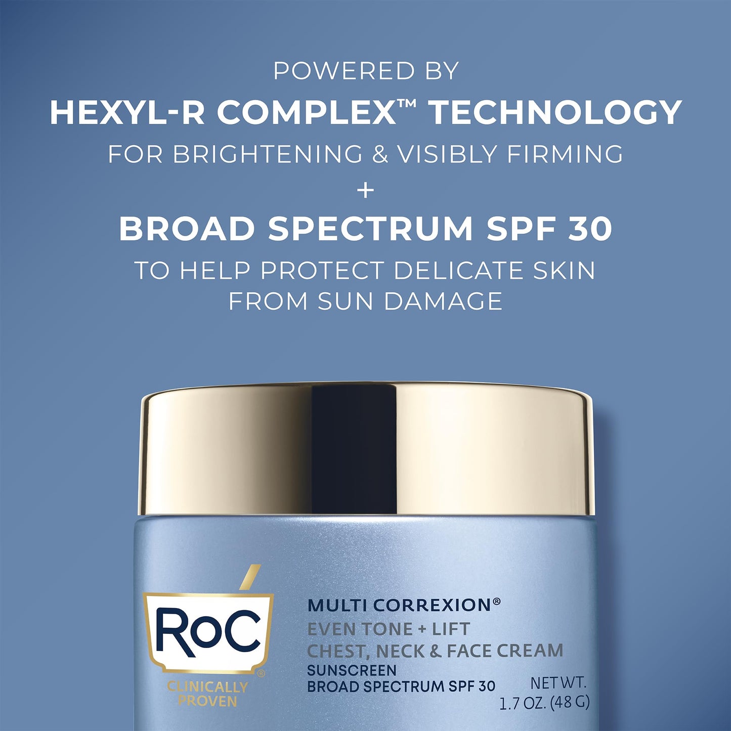 RoC Multi Correxion 5 in 1 Chest, Neck, and Face Moisturizer Cream with SPF 30, for Neck Firming and Wrinkles, Vitamin E & Shea Butter, Oil Free Skin Care, 1.7 Ounces (Packaging May Vary) C3