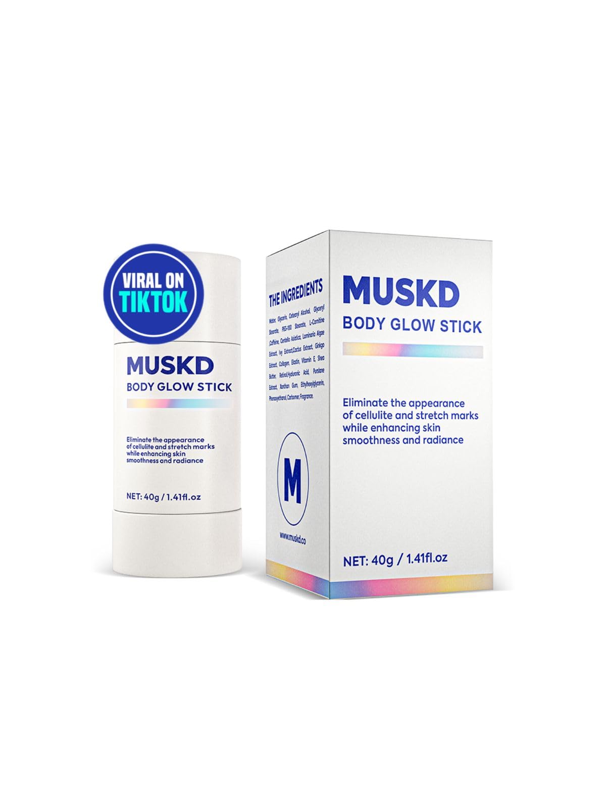 MUSKD Body Glow Stick - Retinol Body Cream, Body Glow Wand, Body Lotion for Dry Skin - Vitamin E & Antioxidants for Hydration - 40g / 1.41 fl oz C3