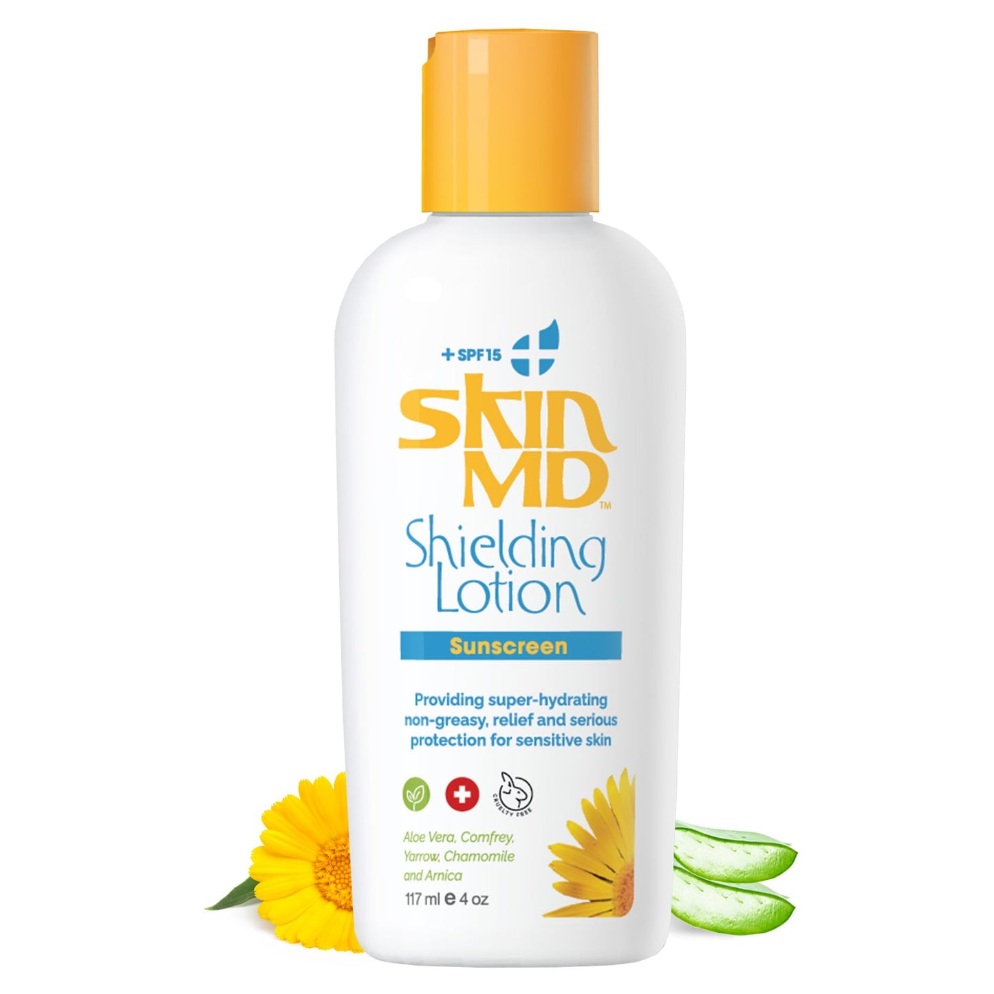 Skin MD Shielding Lotion for Face, Body & Hands 4oz + SPF 15 - Helps with Eczema & Psoriasis! The dry skin remedy to the things that dry your skin C3