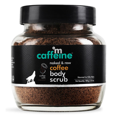 mCaffeine Naked and Raw Coffee Body Scrub - Body Wash Treats Ingrown Hair - Body Exfoliator Softens Skin - Coconut - Normal to Oily Skin - 3.5 oz C3