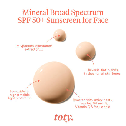 toty - Solaria Mineral SPF 50+ Antioxidant Sunscreen Serum- Mineral Tinted Face Sunscreen- Broad Spectrum- Universal Tint- Ultra Fluid - Water Resistant - By Sofia Vergara 50ml C3