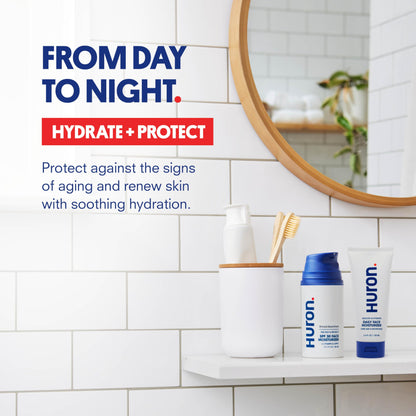 Huron AM/PM Face Moisturizer Bundle - Face Moisturizer With SPF 30 for Day & Soothing, Nourishing Facial Moisturizer for Night - Fights Signs of Aging & Hydrates Skin C3