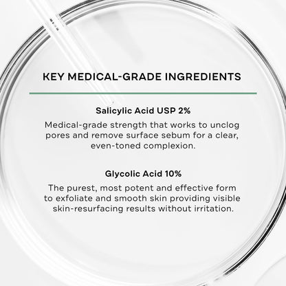 Replenix Gly-Sal 10-2 Clarifying Pads, Medical-Grade Exfoliating Cleansing Wipes for Acne-Prone Skin, Oil-Free Facial Treatment with Witch Hazel, 10% Glycolic & 2% Salicylic Acids (60 ct.) C3