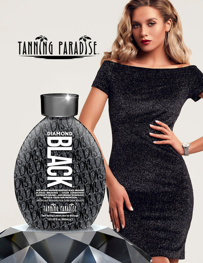 Tanning Paradise Diamond Black Tanning Bed Lotion - 13.5 Fl Oz Transfer Resistant Tanning Lotion for Tanning Beds - Indoor Tanning Lotion for Golden Bronze Color - CC Cream Matte Airbrush Effect C3